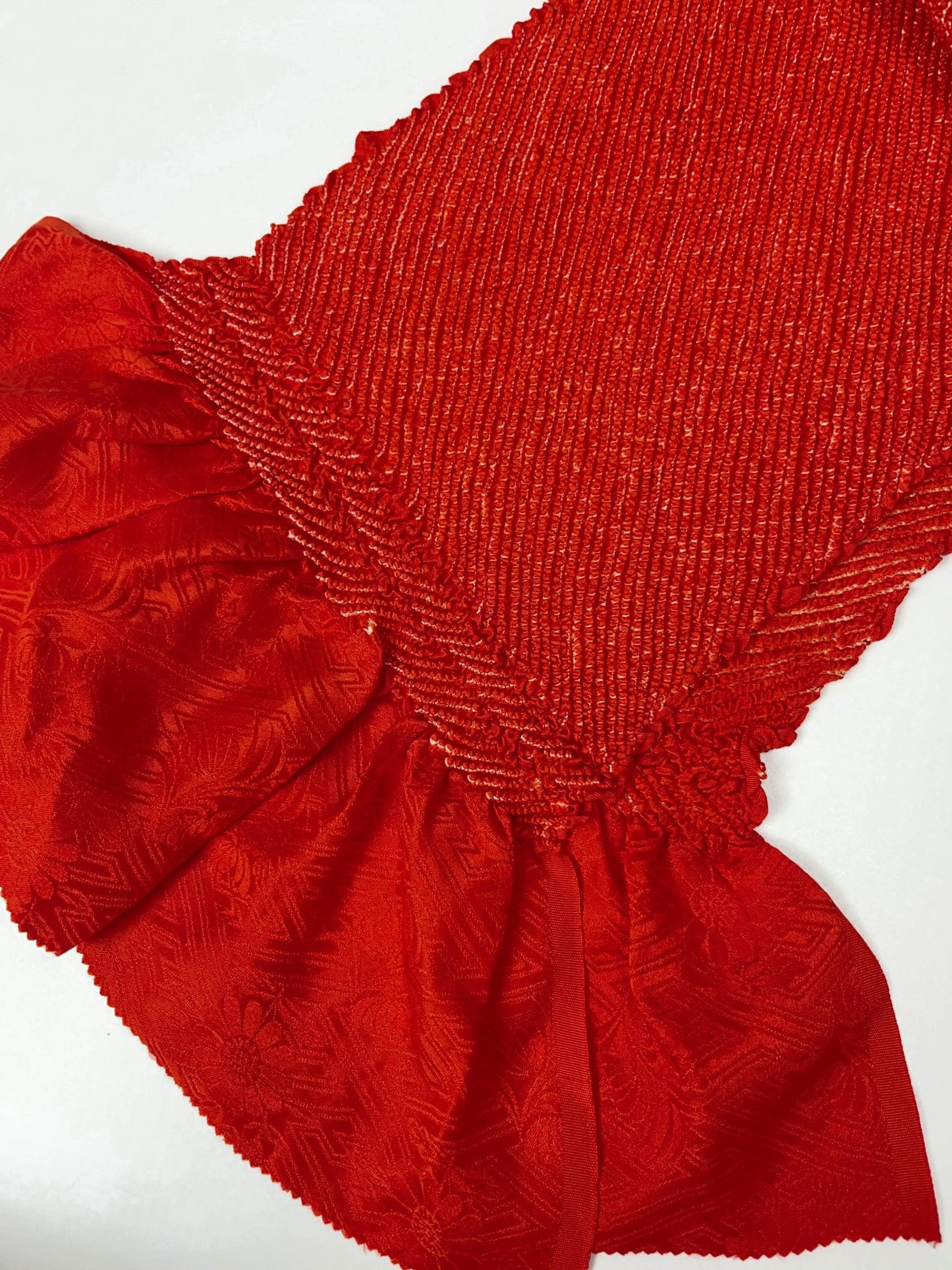 Reddish Orange Silk Obiage: Vintage Kimono Sash (RO)