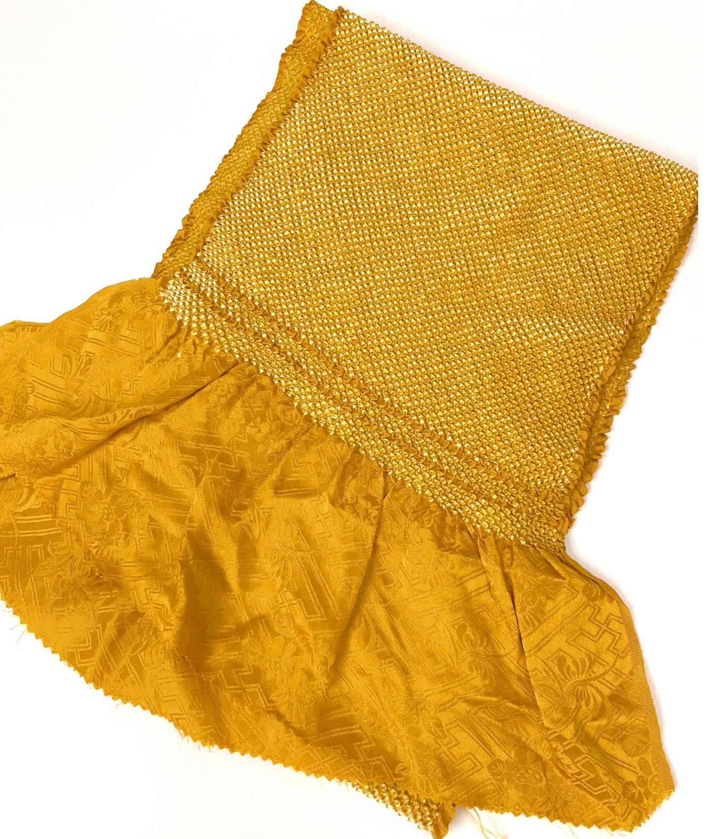 Vintage Yellow Silk Obiage: Kimono Sash, Good Condition