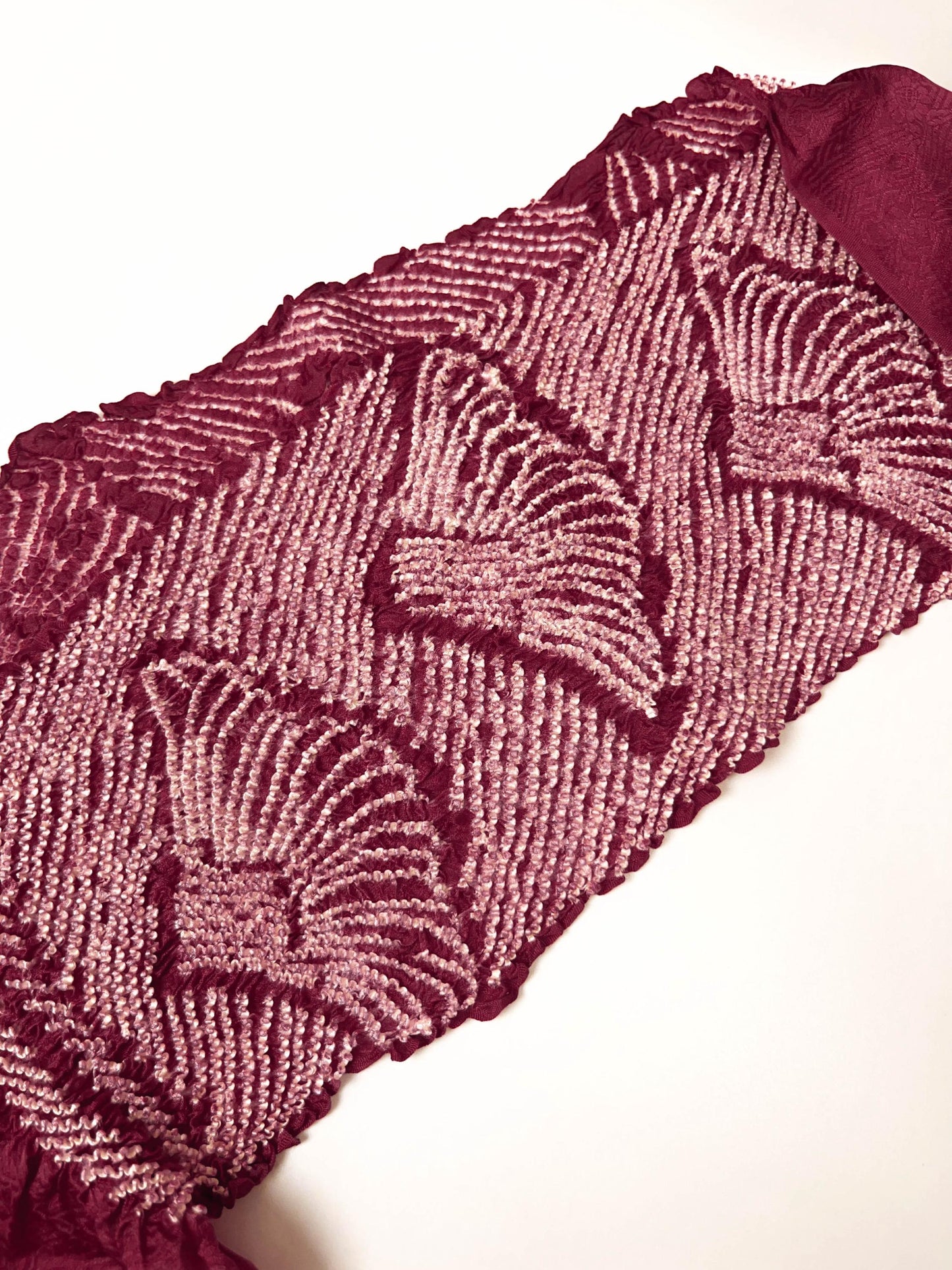 Vintage Red Silk Obiage: Kimono Sash, Good Condition | R