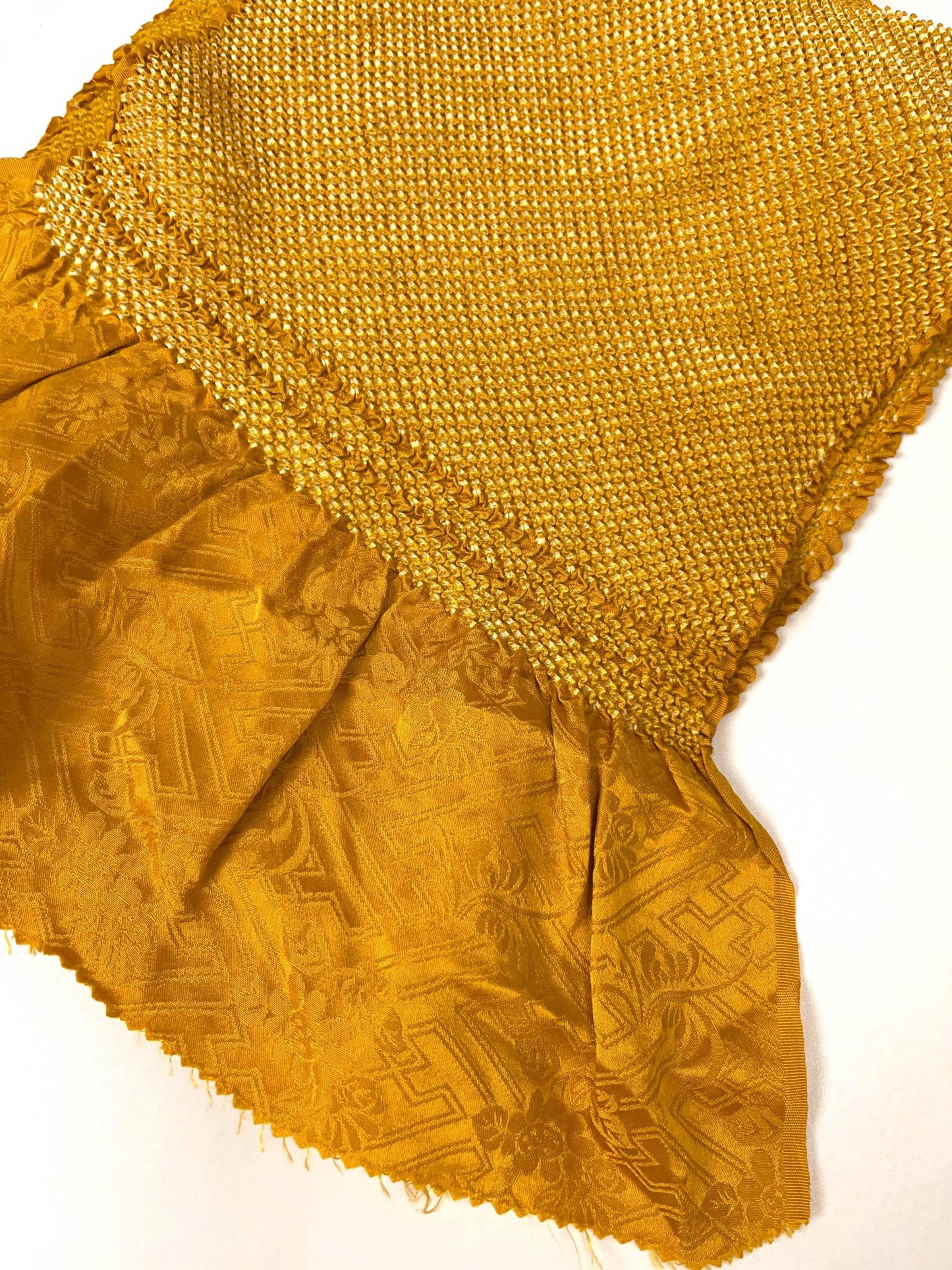 Vintage Yellow Silk Kimono Obiage Sash - Good Condition