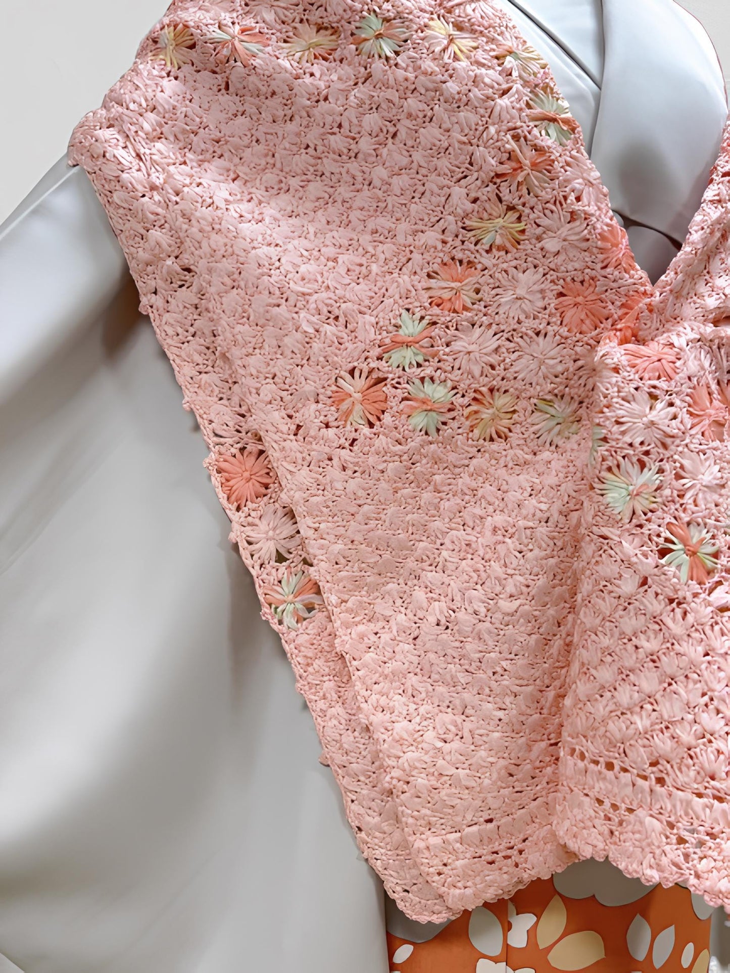 Pink Kimono Shawl: Women's Floral Outwear- Set 6B