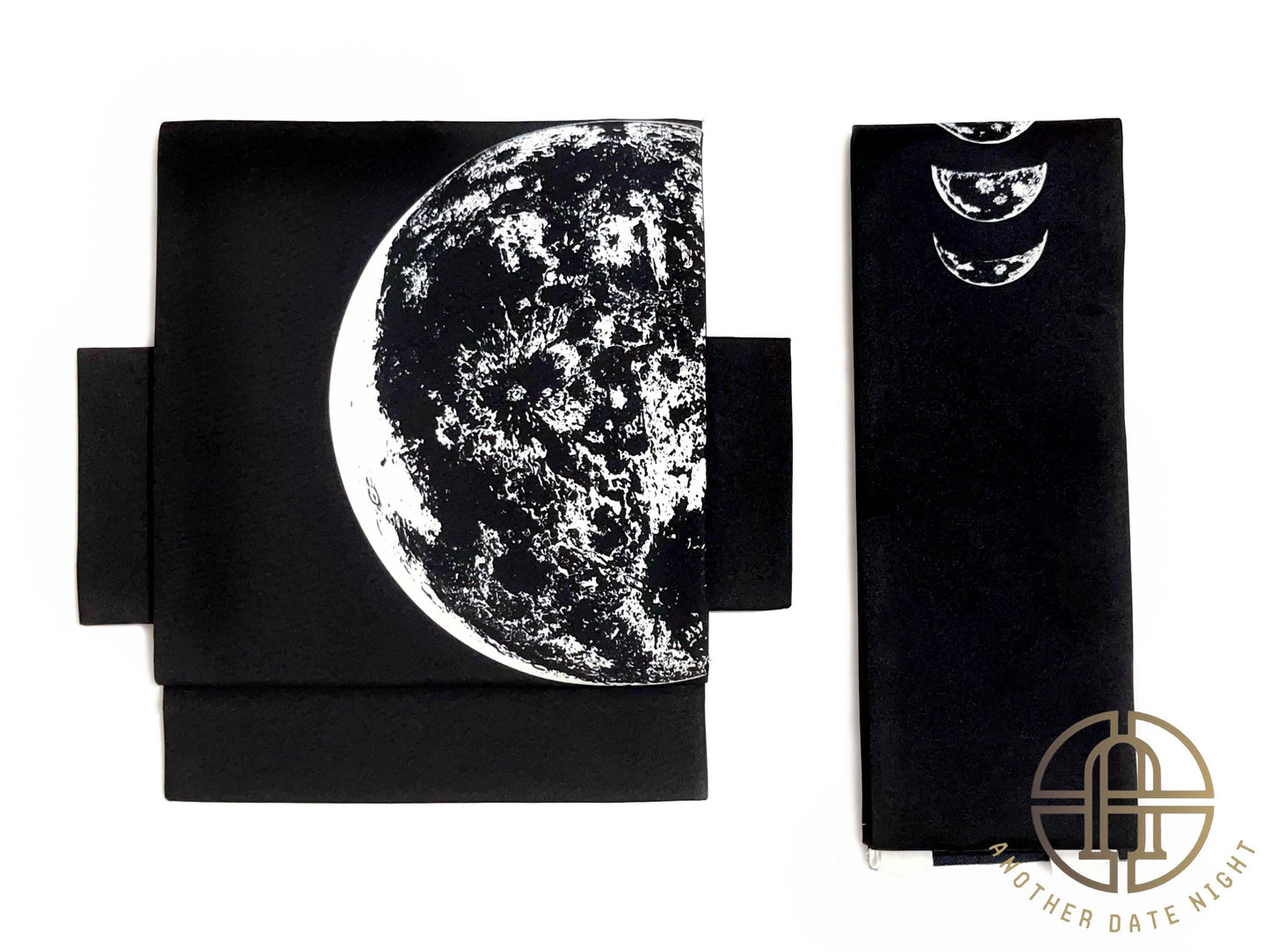 Moon Phase Pre-Tied Nagoya Obi: Easy Wear Taiko Knot, Polyester Double Sided Sash