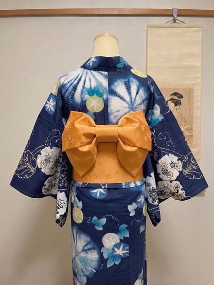 Floral Pre-Tied Obi Belt 3PCS Gift Set: Butterfly Knot Obi, Obijime & Obita