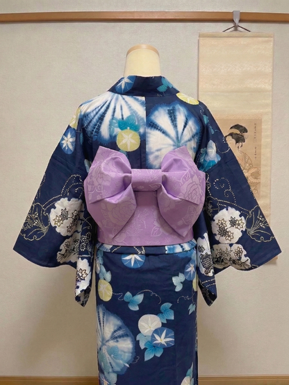 Floral Pre-Tied Obi Belt 3PCS Gift Set: Butterfly Knot Obi, Obijime & Obita