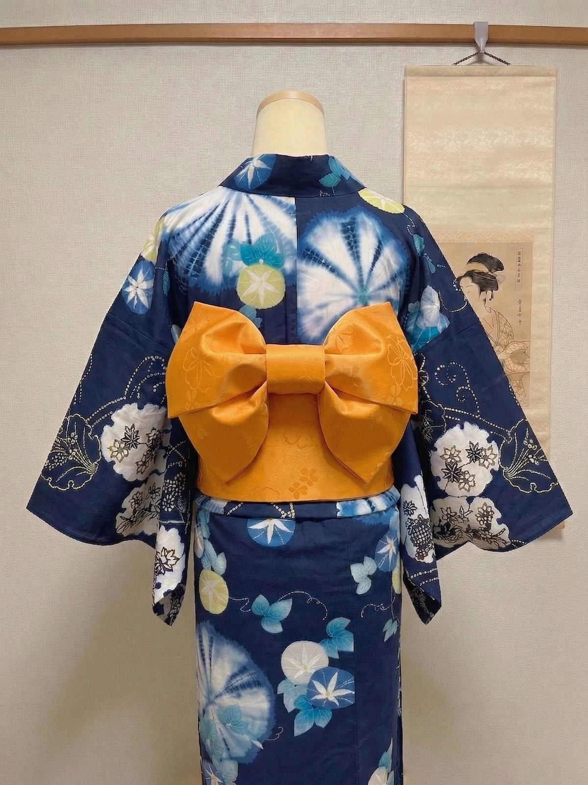 Floral Pre-Tied Obi Belt 3PCS Gift Set: Butterfly Knot Obi, Obijime & Obita