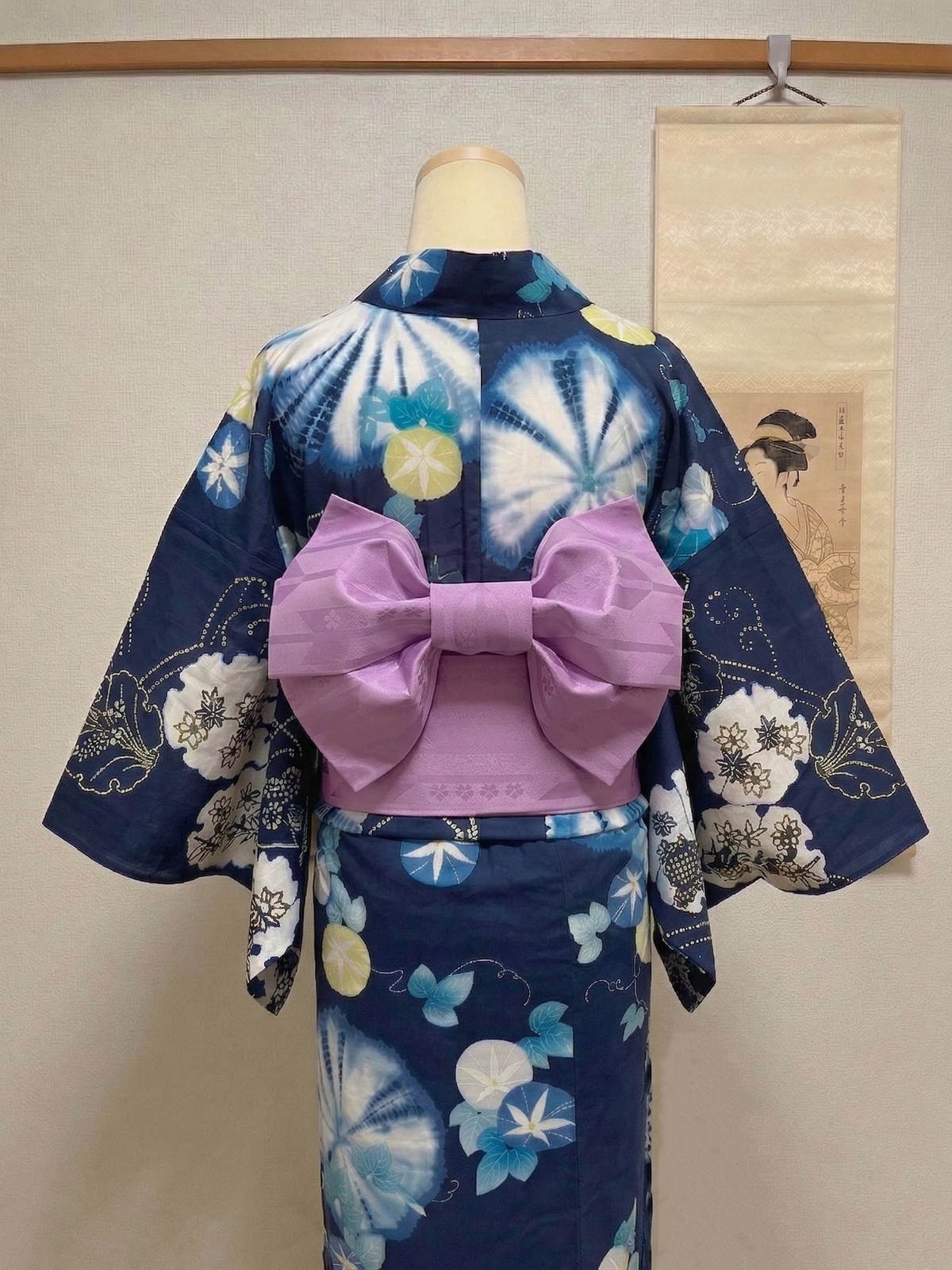 Floral Pre-Tied Obi Belt 3PCS Gift Set: Butterfly Knot Obi, Obijime & Obita