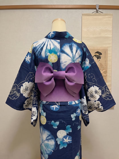 Floral Pre-Tied Obi Belt 3PCS Gift Set: Butterfly Knot Obi, Obijime & Obita