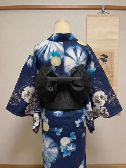 Floral Pre-Tied Obi Belt 3PCS Gift Set: Butterfly Knot Obi, Obijime & Obita