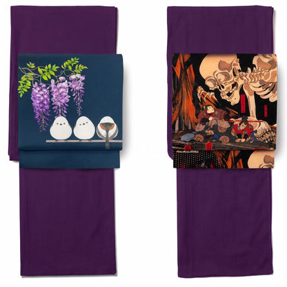Noble Purple Washable Iromuji Kimono Set with Pre-Tied Obi