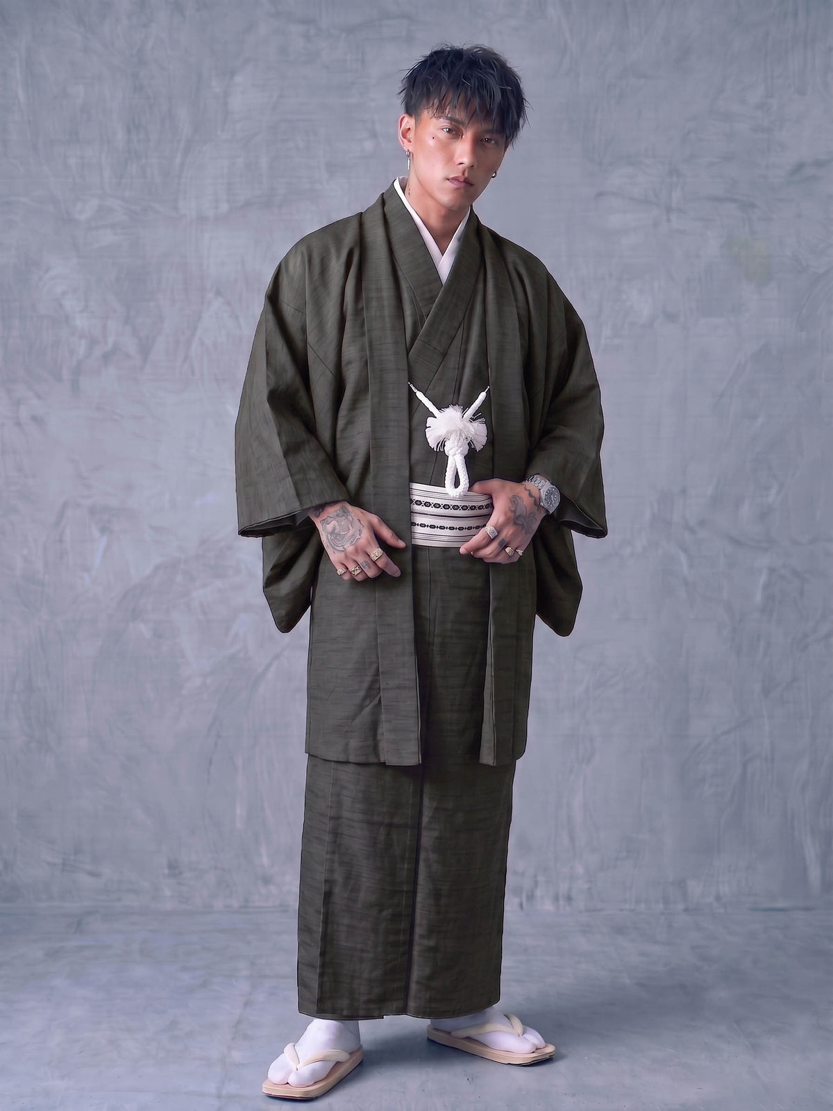 Custom-Fit Men's Traditional Japanese Kimono and Haori Jacket Set