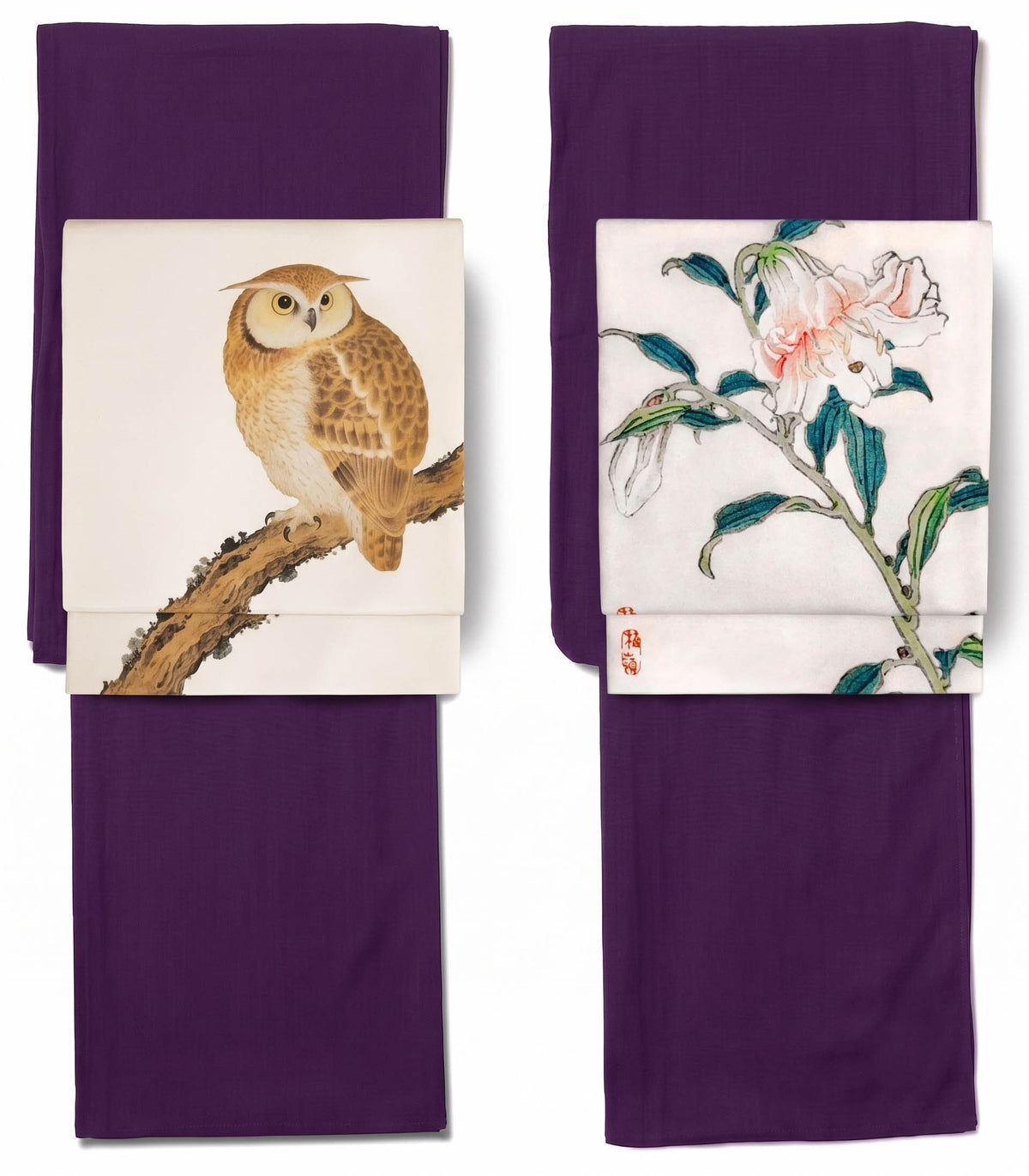 Noble Purple Washable Iromuji Kimono Set with Pre-Tied Obi