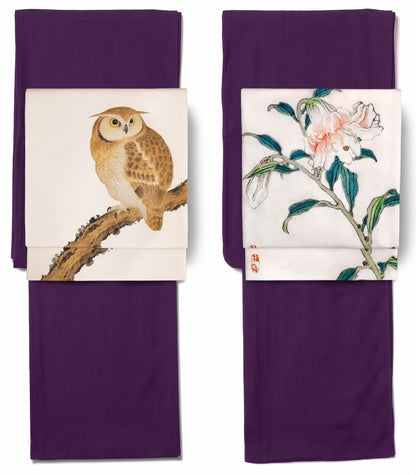 Noble Purple Washable Iromuji Kimono Set with Pre-Tied Obi