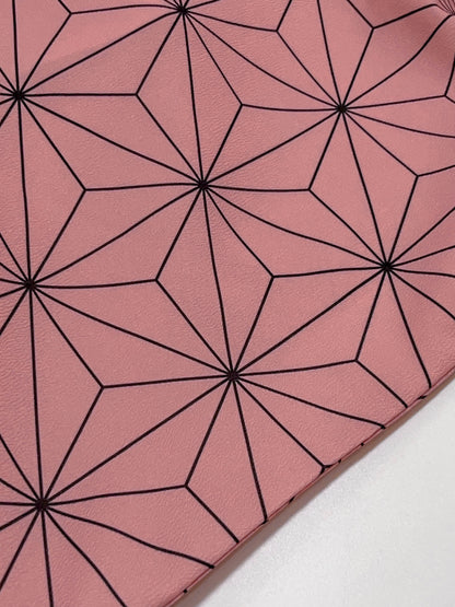 Custom Fit Komon Kimono | Pink Asanoha Print, Made-to-Measure Washable Polyester Traditional Japanese Kimono for Women