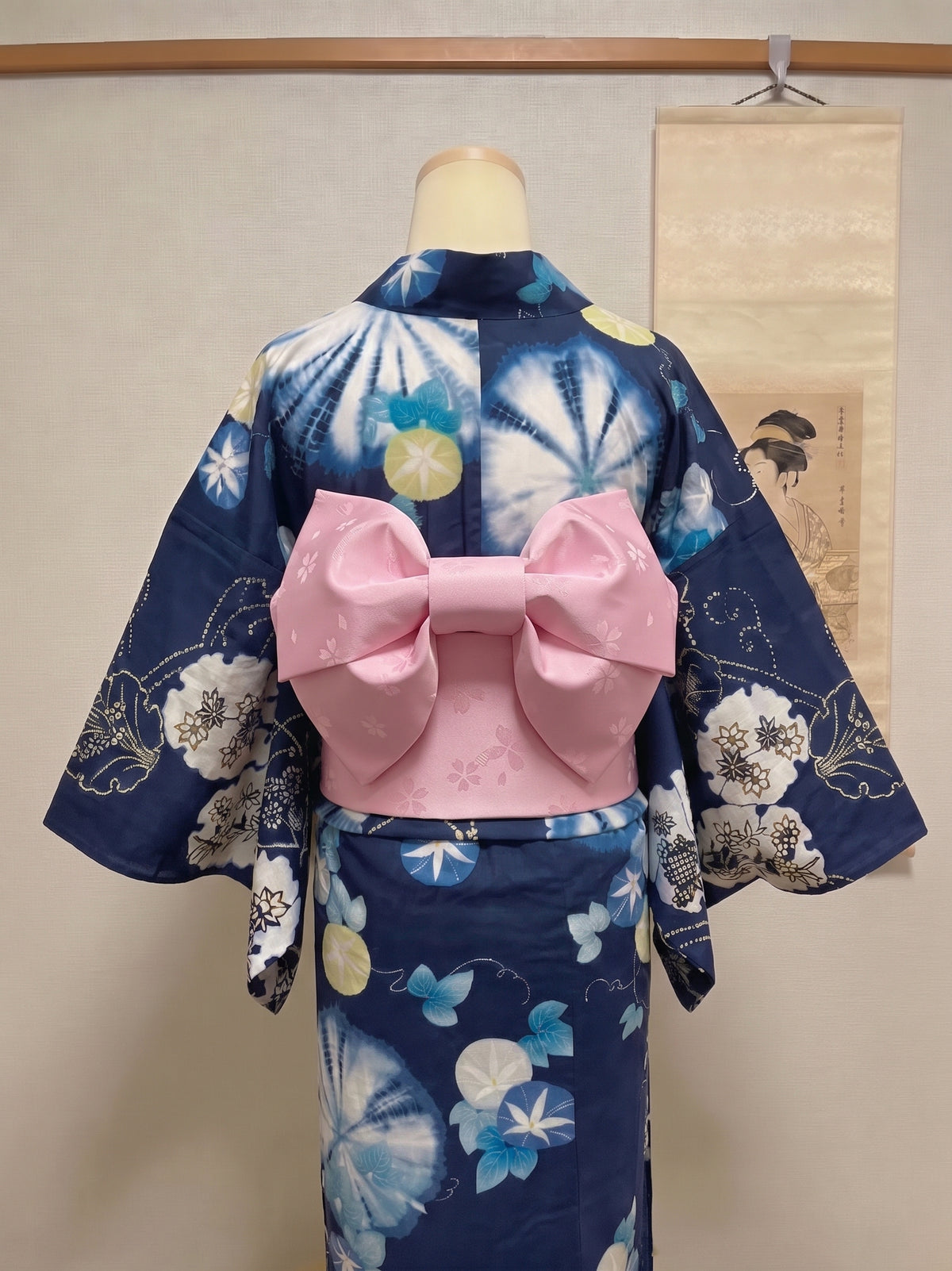Floral Pre-Tied Obi Belt 3PCS Gift Set: Butterfly Knot Obi, Obijime & Obita
