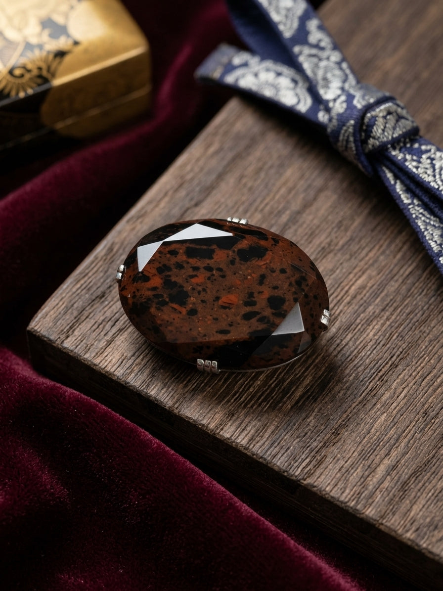 Hokkaido Mahogany Obsidian Kimono Obidome NO.c789 | Obijime Ornament