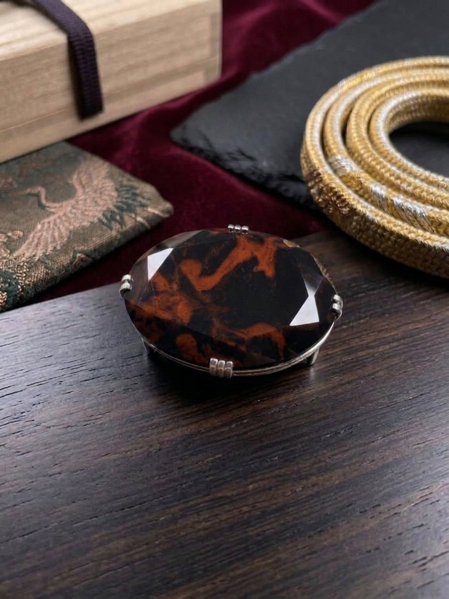 Hokkaido Mahogany Obsidian Kimono Obidome NO717 | Obijime Ornament