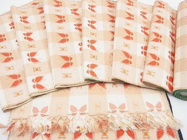 Rank A- Japanese Silk Kimono Fabric Roll/ Tsumugi Silk Complete Bolt/ Butterfly Pattern/ Finest Silk/ T01