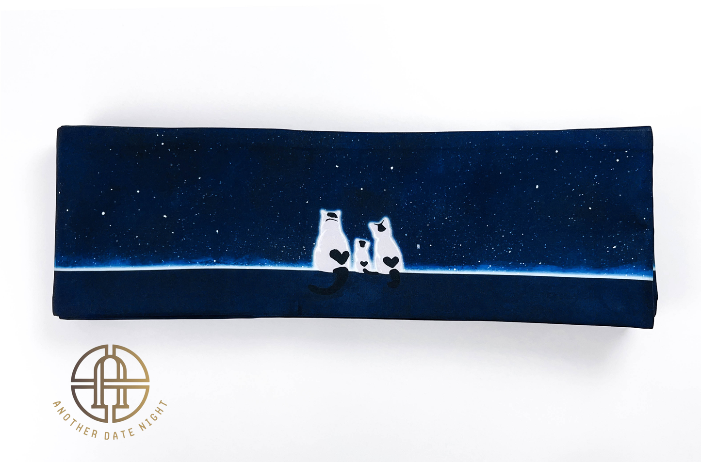 Starry Cat Hanhaba Belt- Love and Friendship, Double Sided Half-Width Obi for Yukata