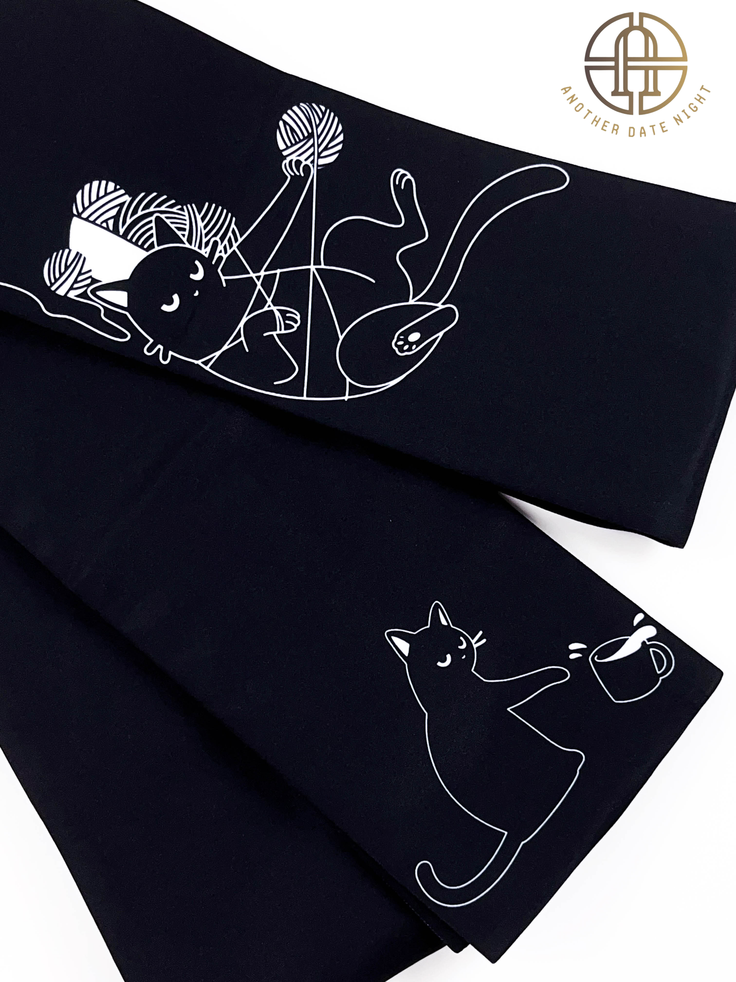 Naughty Cat Hanhaba Belt, Double Sided Half-Width Obi for Yukata