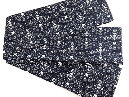 Skull Pattern Hanhaba Obi Belt, Double Sided, Yukata Obi