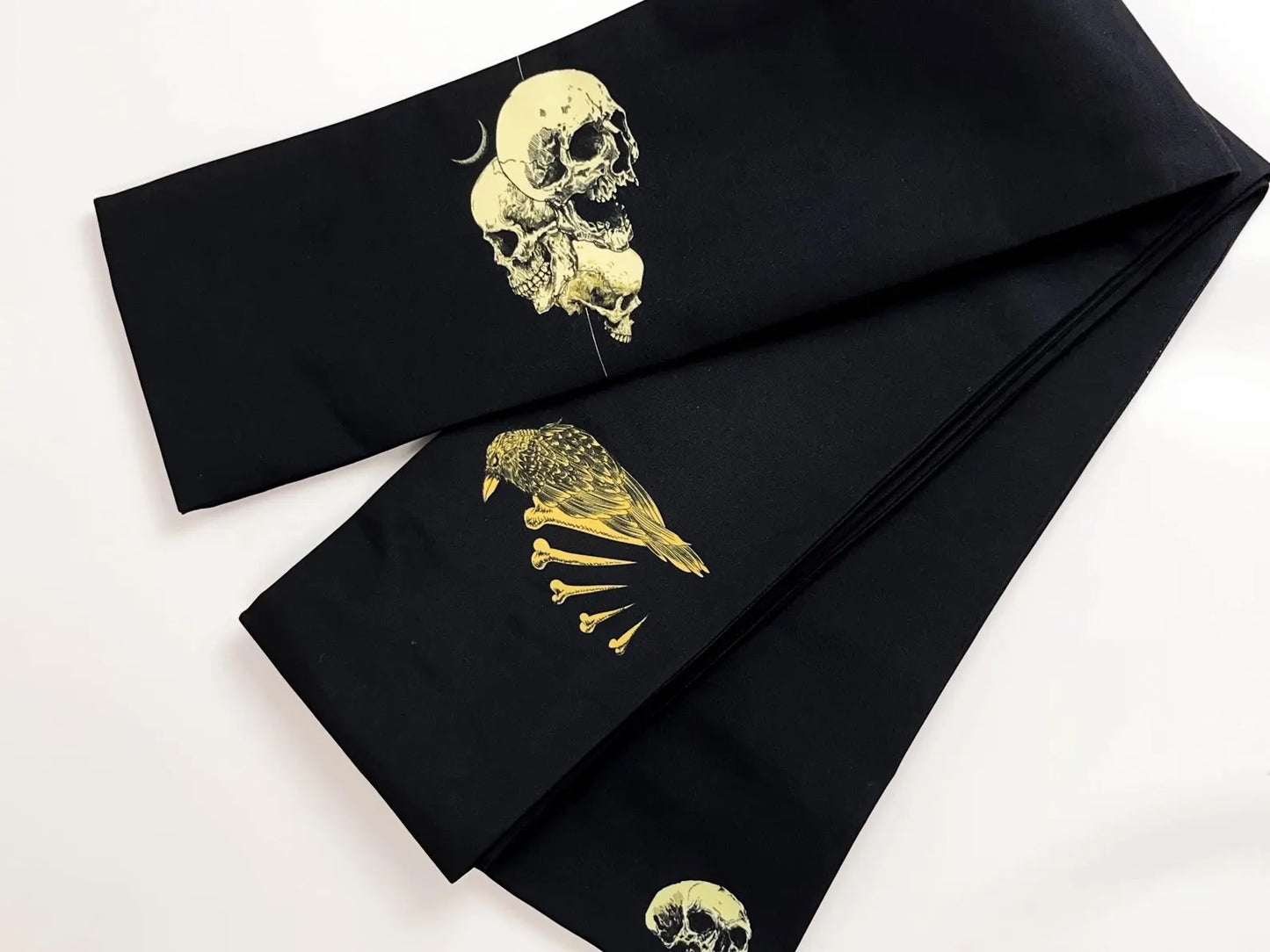 Skull Pattern Double Sided Hanhaba Obi Belt, Yukata Obi