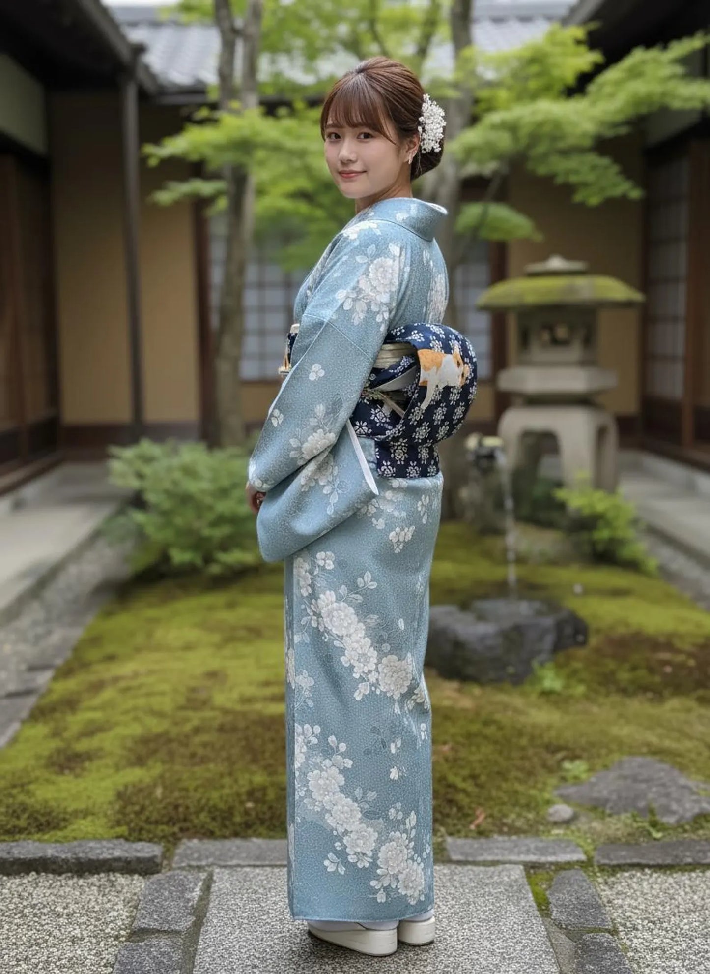 Cute Cat Nagoya Obi, Pre-Tied Tsuke Obi, Wear in 5 Mins, No Tie Needed,Taiko Drum Knot, Kimono Belt