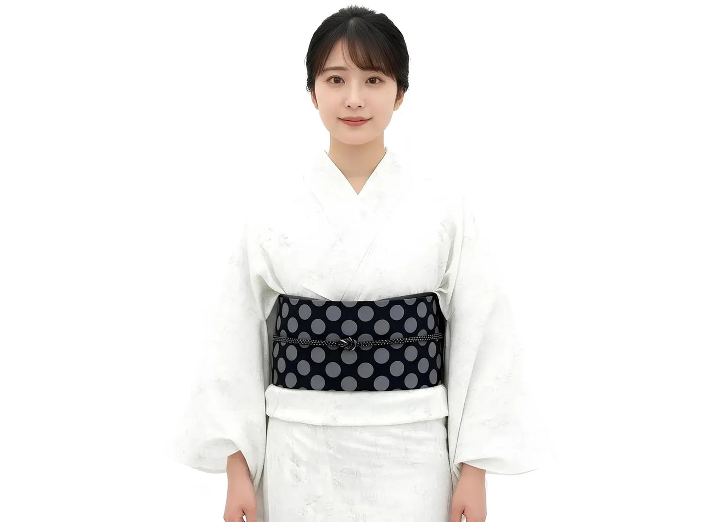 Polka Dot Pre-Tied Obi Belt: Ginza Knot, Easy Kimono Belt