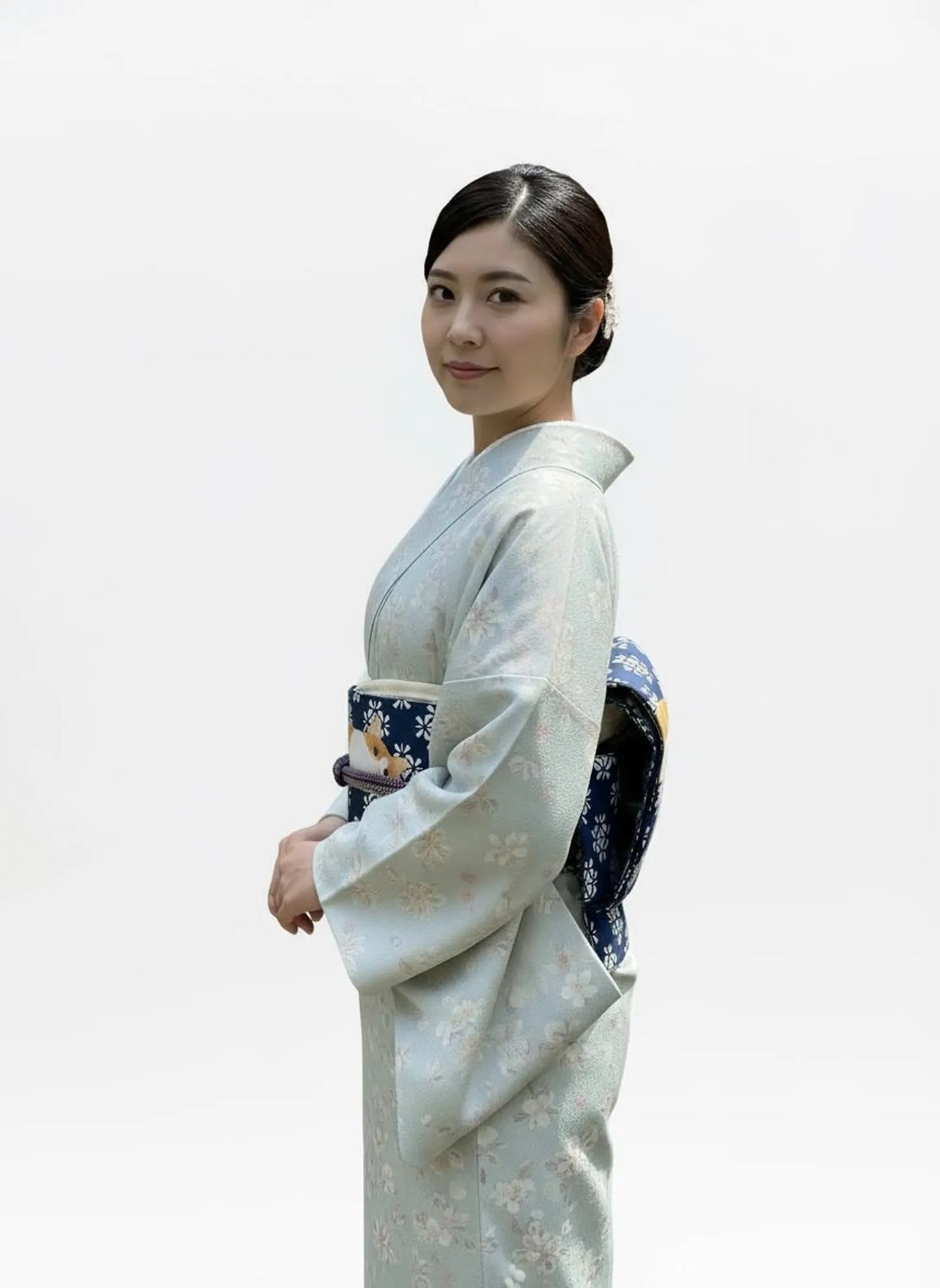 Cute Cat Nagoya Obi, Pre-Tied Tsuke Obi, Wear in 5 Mins, No Tie Needed,Taiko Drum Knot, Kimono Belt