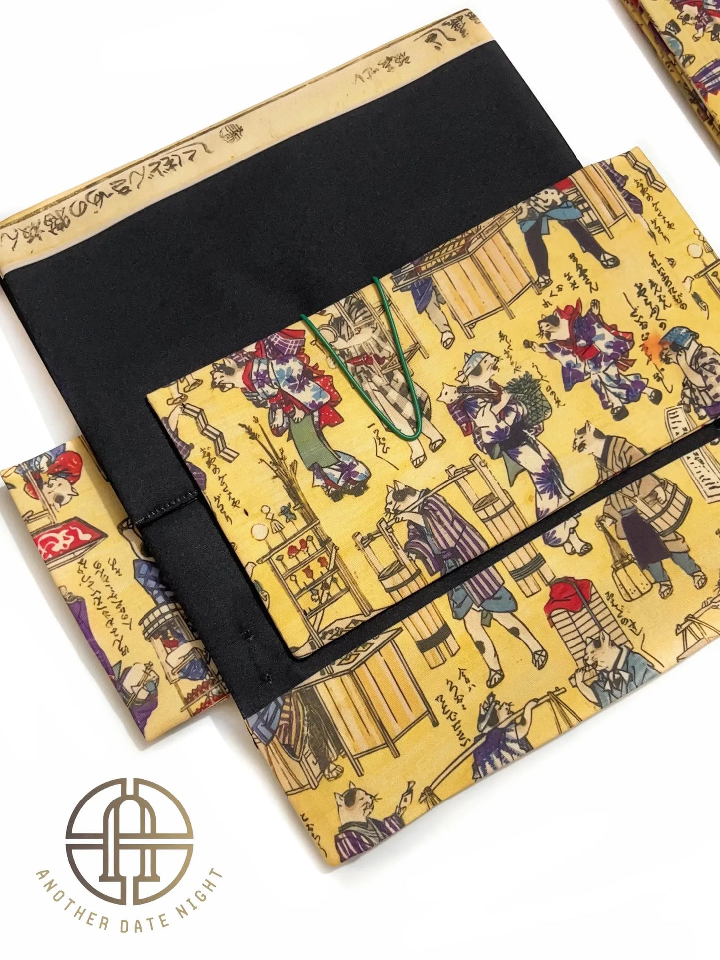 Ukiyo-e Cat Kimono Belt: Pre-Tied Nagoya Obi, Easy-Wear Taiko Drum Knot