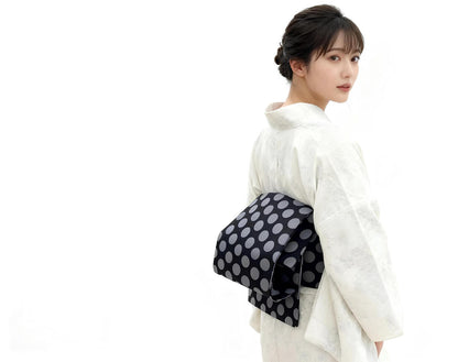 Polka Dot Pre-Tied Obi Belt: Ginza Knot, Easy Kimono Belt