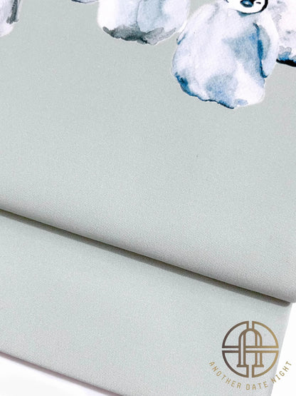 Gray-Green Obi with Cute Penguin Pattern, Pastel Green, Soft Green Easy Wear Obi, Ideal Tea Ceremony Sash