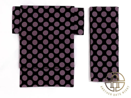 Dark Purple Polka Dot Pre-Tied Obi: Ginza Knot, Easy Wear Kimono Belt, Daily Obi for Casual Kimono