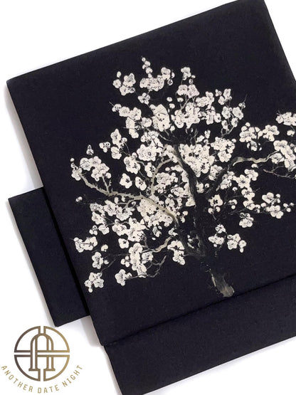 Japanese Plum Blossom Pre-Tied Nagoya Obi, 5-Minute Taiko Knot, Floral Tsuke Obi, Ideal Tea Ceremony Obi