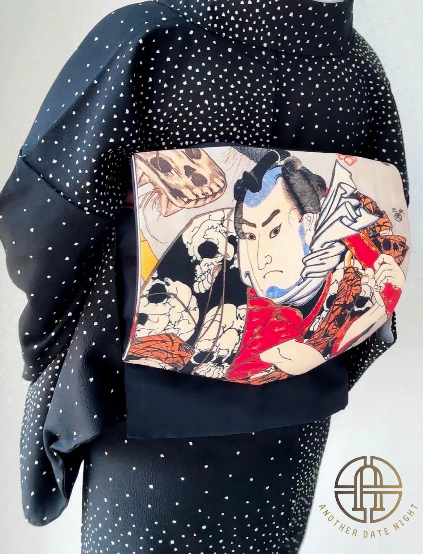 Takiyasha Witch Edo Period Ukiyo-e Obi, Pre-Tied Nagoya Tsuke Obi (Double Sided)