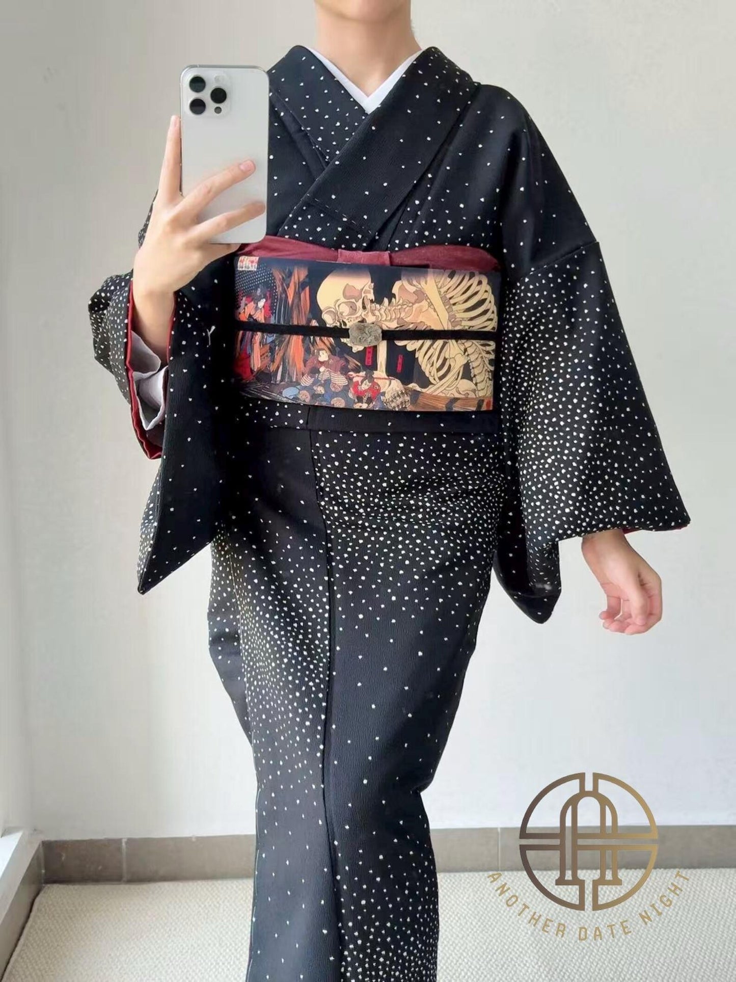 Takiyasha Witch Edo Period Ukiyo-e Obi, Pre-Tied Nagoya Tsuke Obi (Double Sided)