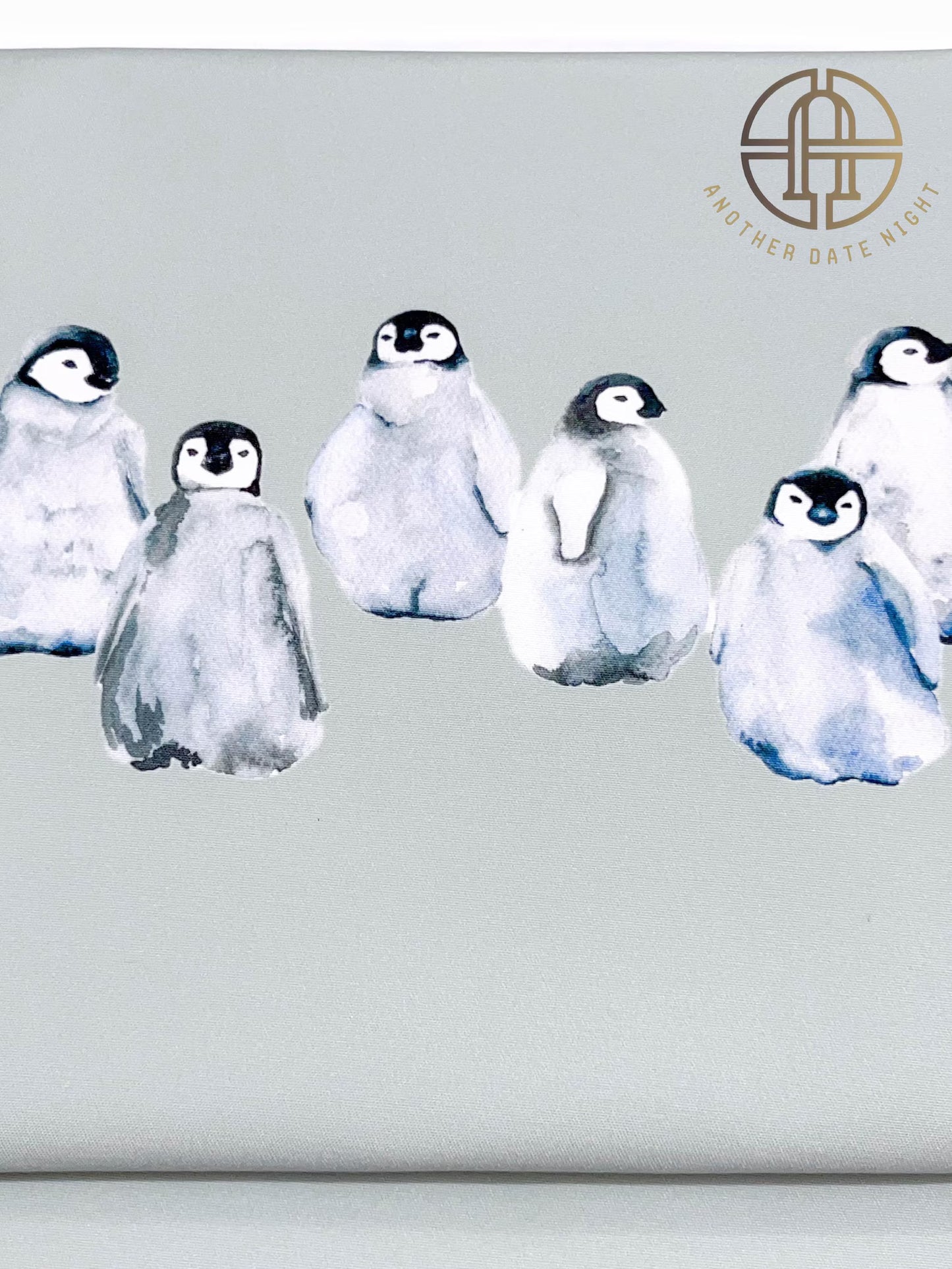 Gray-Green Obi with Cute Penguin Pattern, Pastel Green, Soft Green Easy Wear Obi, Ideal Tea Ceremony Sash