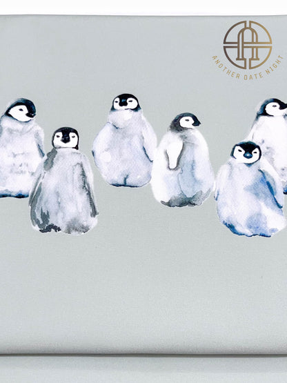 Gray-Green Obi with Cute Penguin Pattern, Pastel Green, Soft Green Easy Wear Obi, Ideal Tea Ceremony Sash