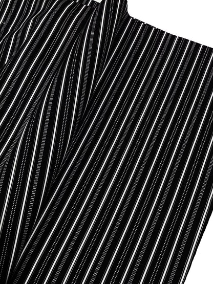 Men's Black Striped Cotton Yukata,  3PCS/5PCS Set, Custom Fit Available