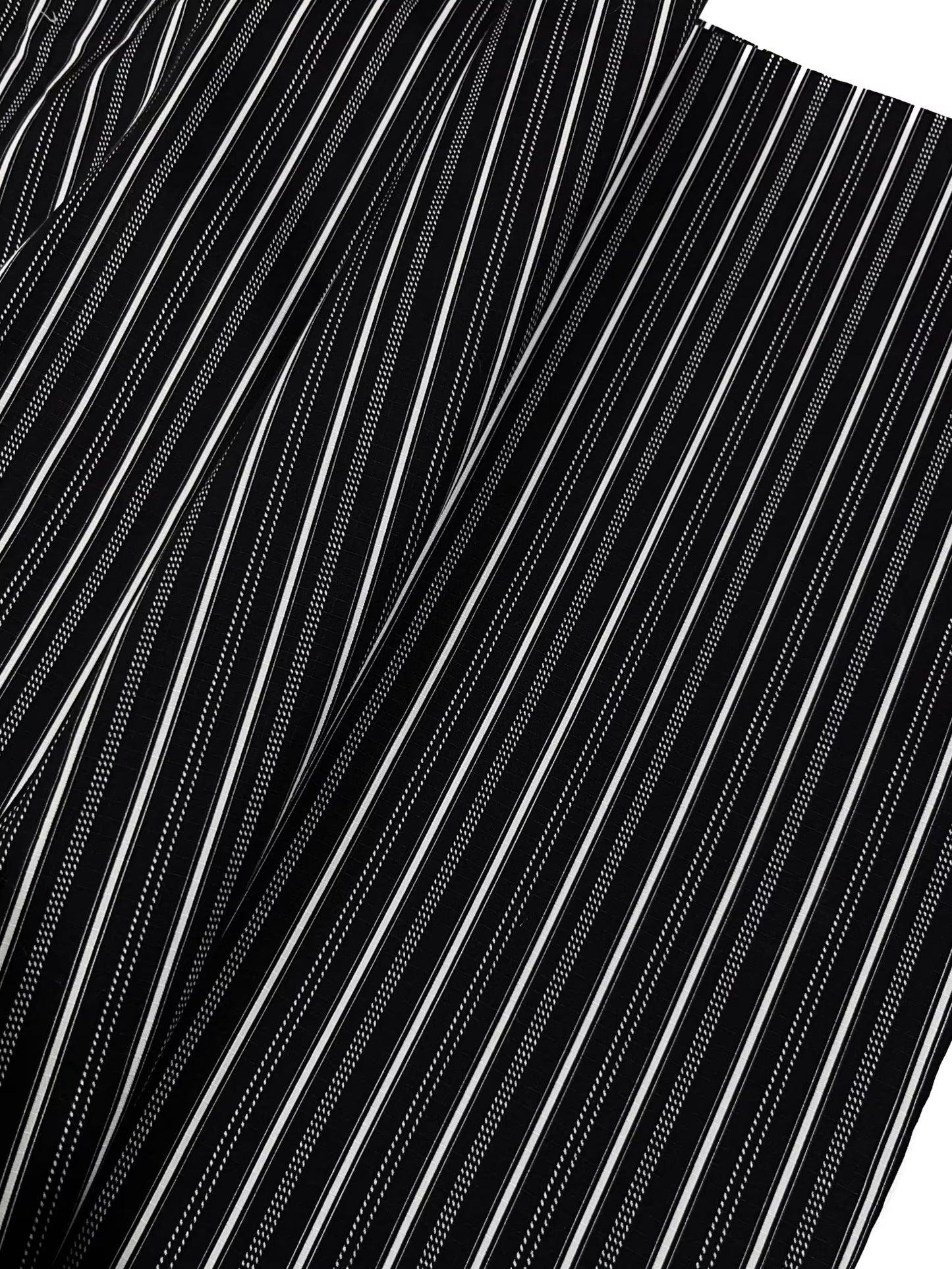 Men's Black Striped Cotton Yukata,  3PCS/5PCS Set, Custom Fit Available