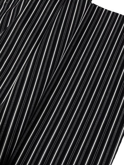 Men's Black Striped Cotton Yukata,  3PCS/5PCS Set, Custom Fit Available