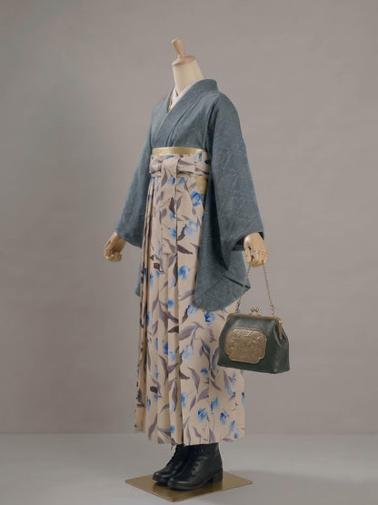 Tulip Hakama Skirt & Jacquard Kimono Set: Women's Graduation Outfit