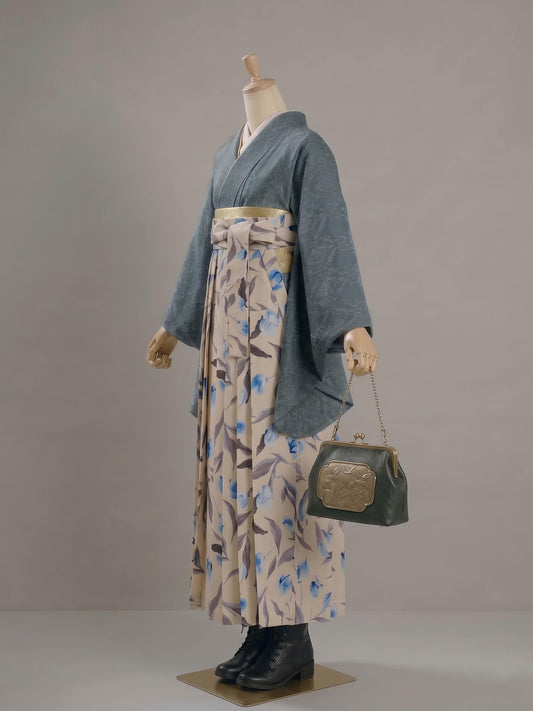 Tulip Hakama Skirt & Jacquard Kimono Set: Women's Graduation Outfit