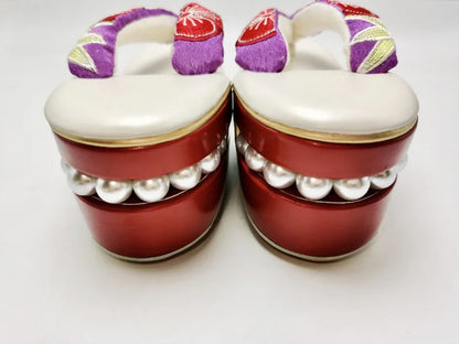 Zori Sandals with Pearl Decor, ZS009