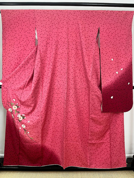 Rank S- Vintage Furisode Silk kimono, Floral Kimono, A47