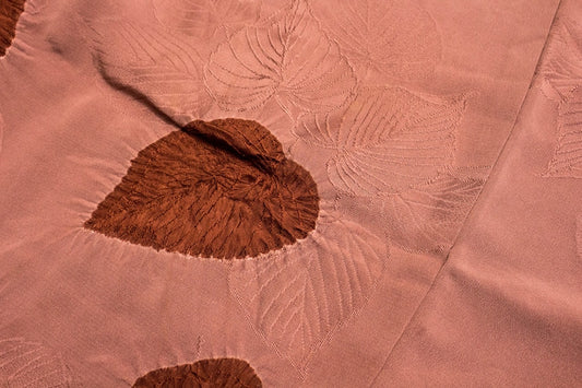 Rank A- Vintage Japanese Haori/Stitching Leaves Pattern /H39