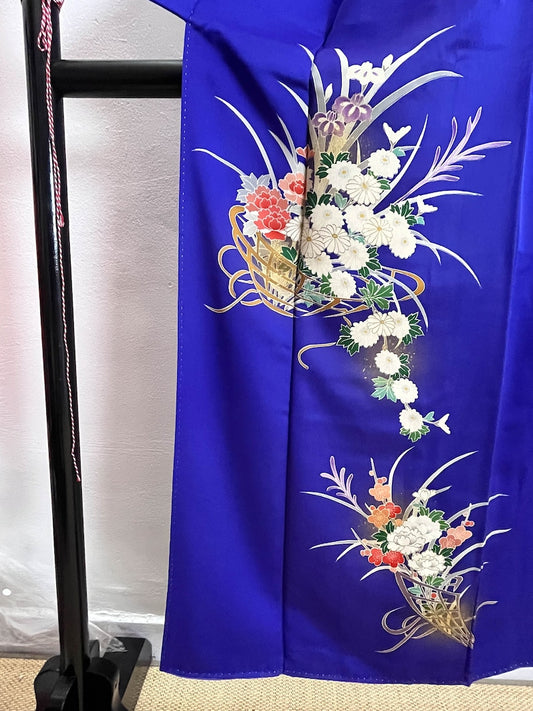 Rank S Rare Vintage Silk Purple/Blue kimono, A115
