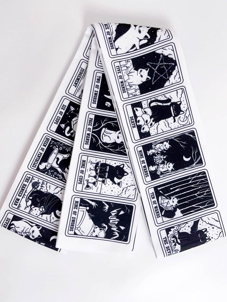 Cat Tarots, Double Sided Hanhaba Obi Belt, Yukata Obi