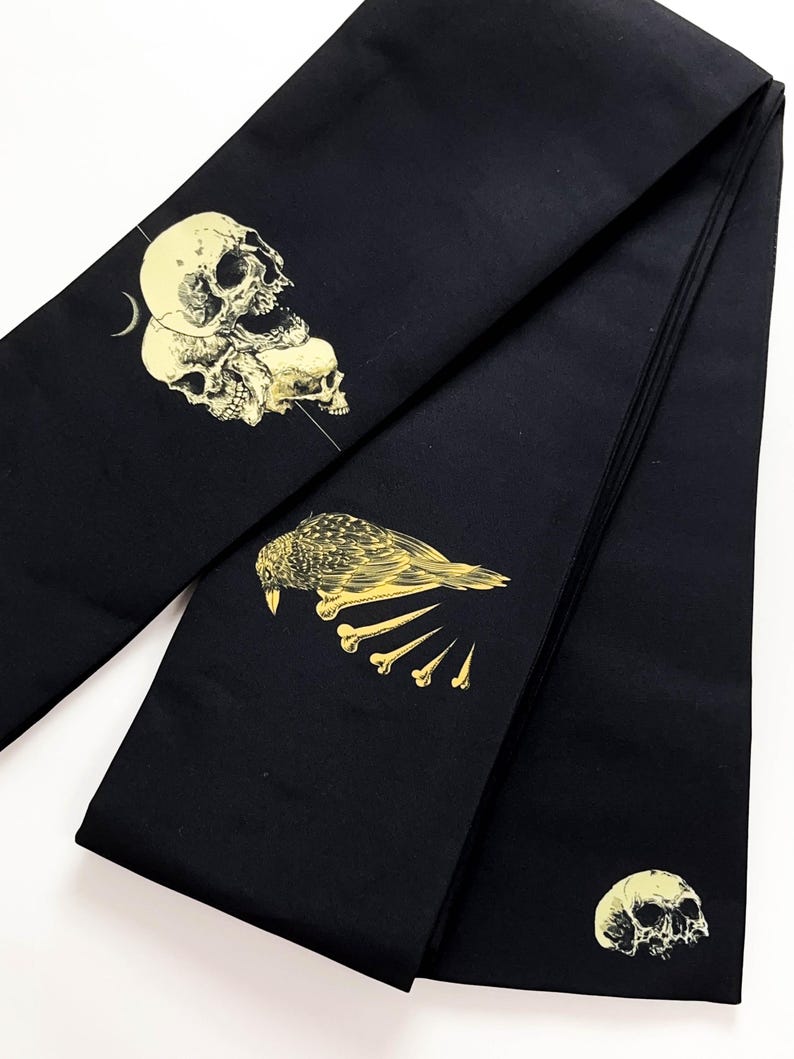 Skull Pattern Double Sided Hanhaba Obi Belt, Yukata Obi