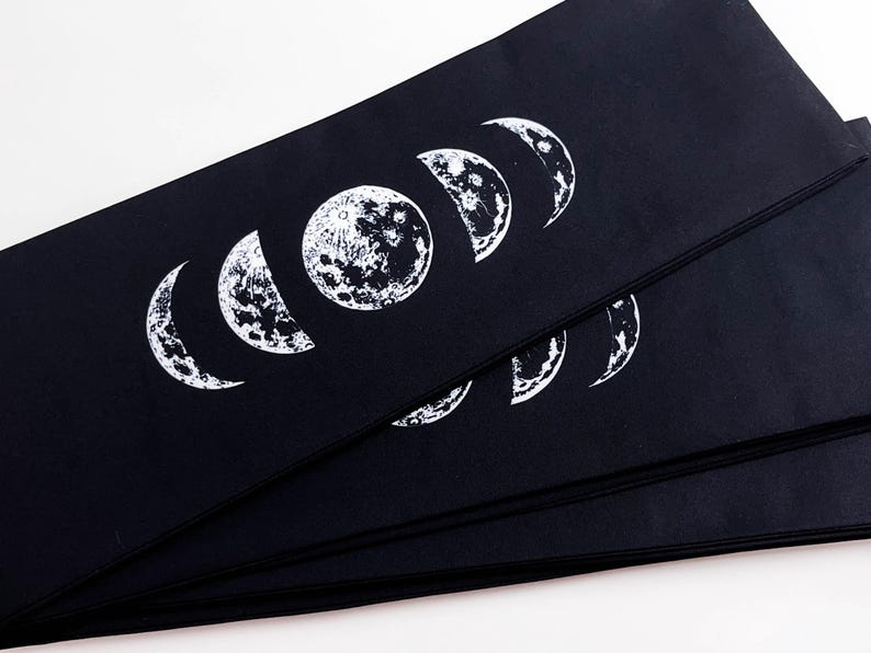 Moon Phase Hanhaba Obi Belt, Double Sided Yukata Obi