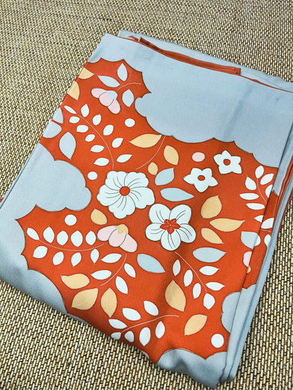 Vintage Grey Silk Tsukesage kimono, Rank A, A04